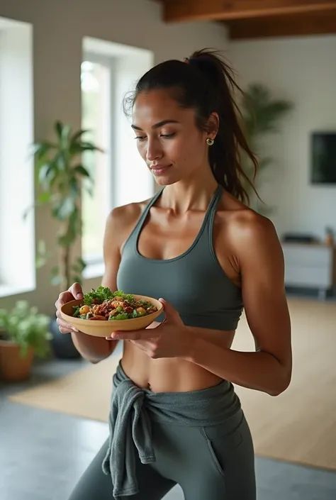 Beautiful woman with salad -Fitness Enthusiasts